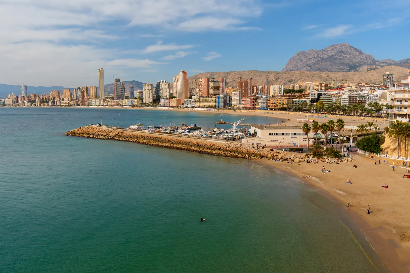 Poniente beach and the skyline