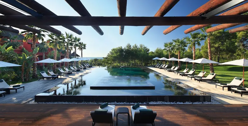 Asia Gardens: The Zen pool, One of the resort pools, among the palms
