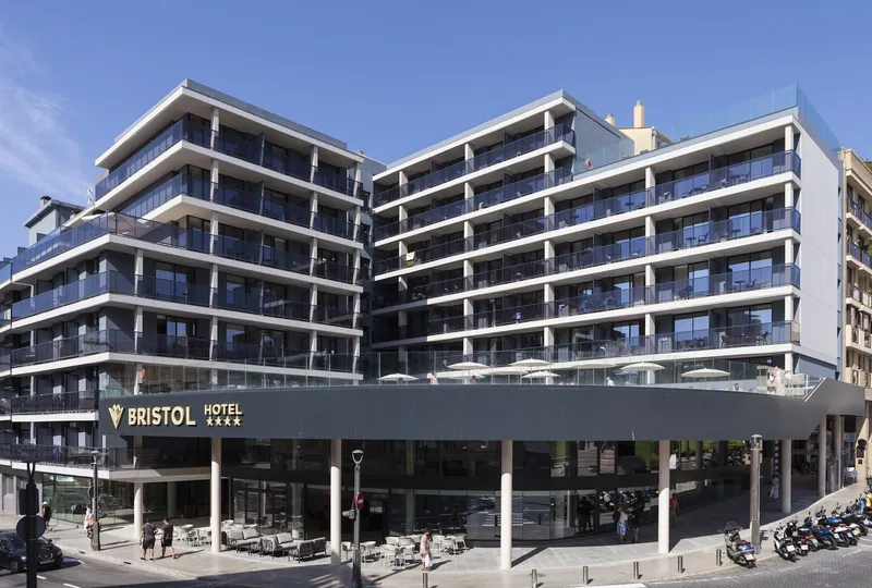 Bristol: The hotel, Hotel building on a street corner with its name sign