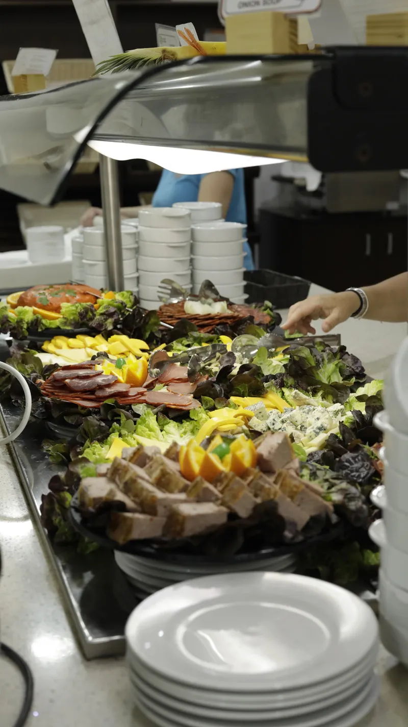 Dynastic: Buffet, Buffet platters of cold meats with stacked plates