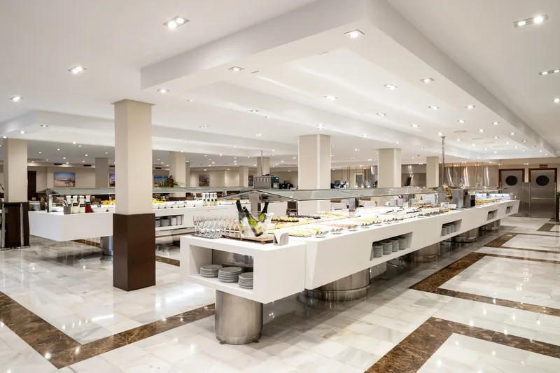 Helios: Buffet, Buffet counters in a large dining room
