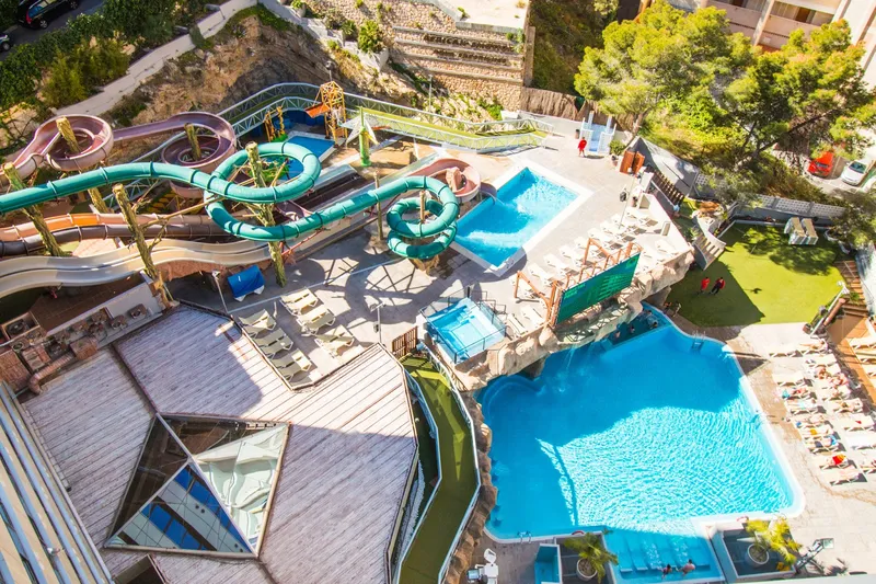 Aqua Rock Gardens: Pools and slides, Aerial view of pools and water slides