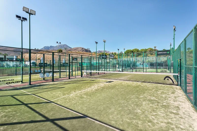 Villaitana: Padel courts, Row of outdoor padel courts with hills behind