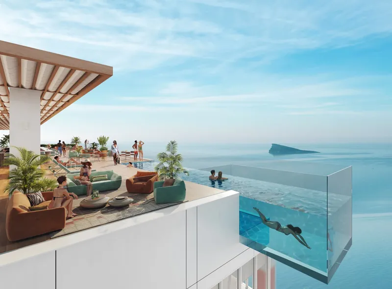 Poseidon Resort: Rooftop, Rooftop terrace with a glass-sided pool