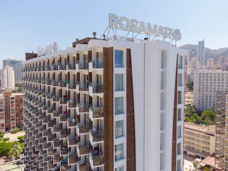 Rosamar tower with its rooftop sign