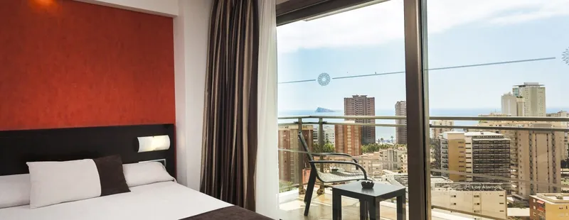 Sandos Monaco: Room with a view, Double bed and balcony overlooking the city and sea