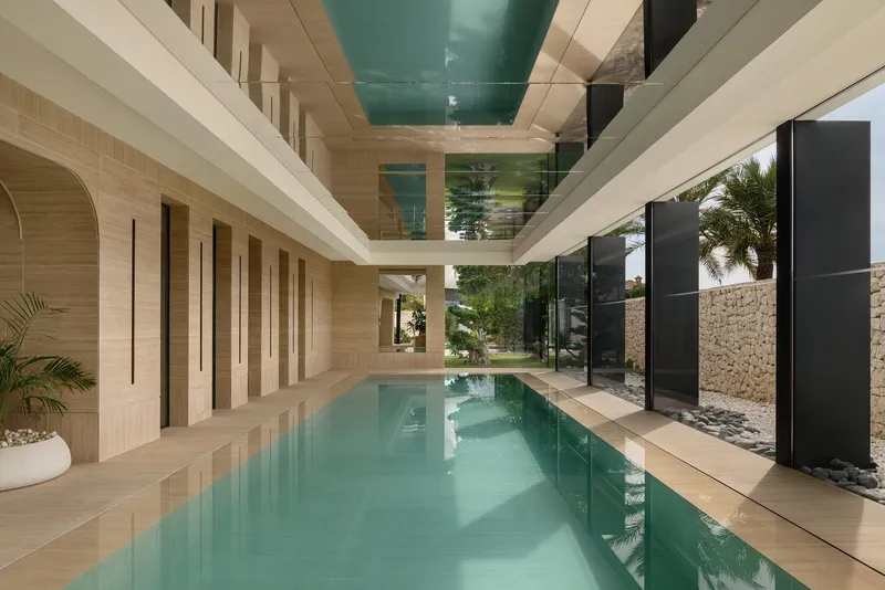 SHA: Indoor pool, Long indoor pool between stone arches