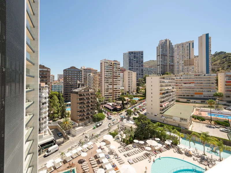 Port Benidorm pool and city view