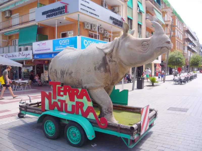 The park's rhino on tour: Terra Natura's promotional rhino float in the town centre