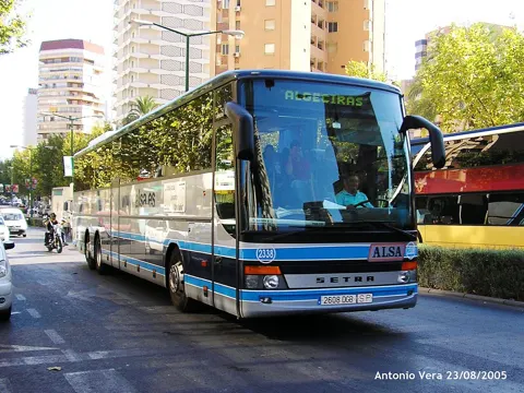 The ALSA coach, the type that runs line 520 between Alicante airport and Benidorm. Buy online or from the driver.