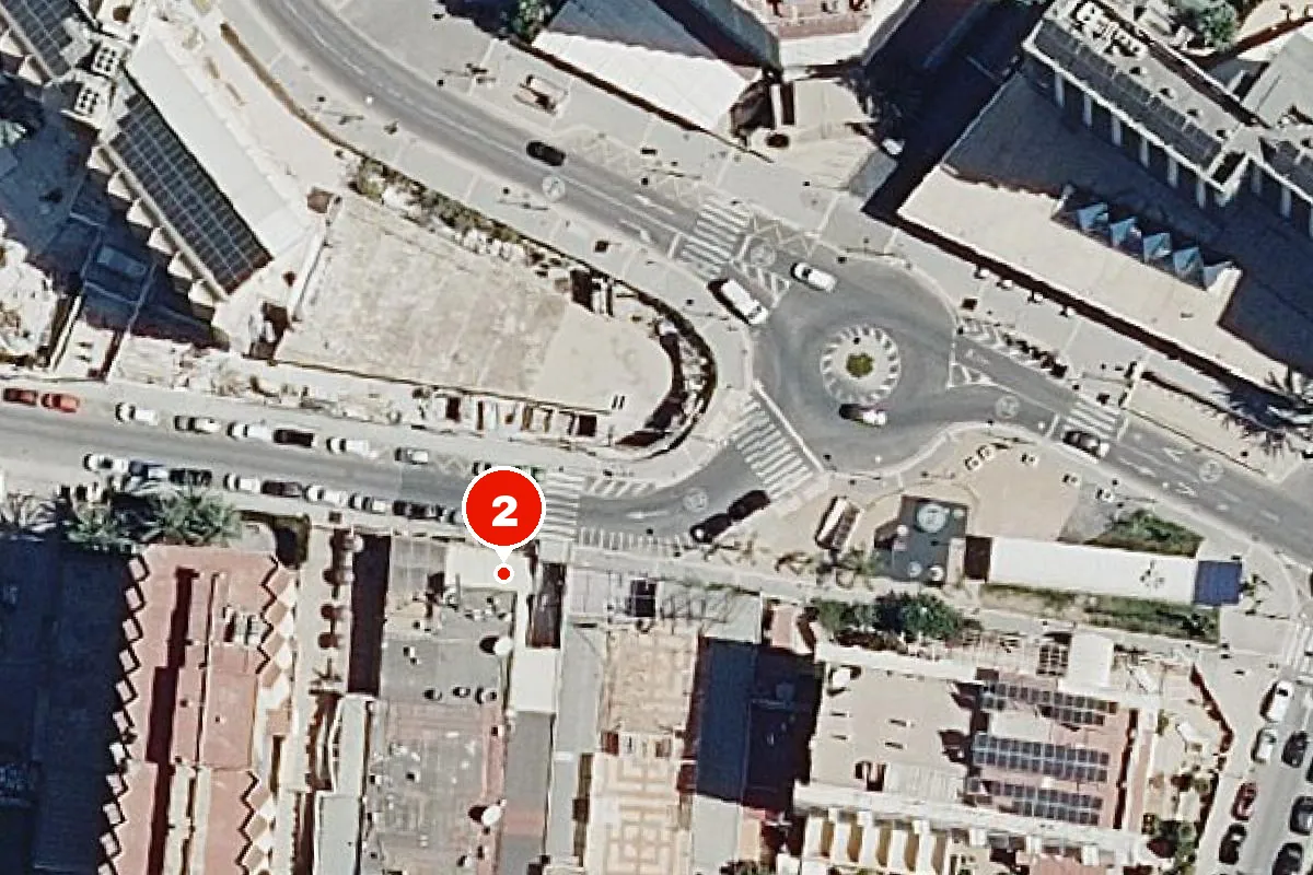 Aerial photo: Morgan's Tavern on Calle Gerona, marked 2